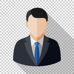 Wall Mural - male user icon in flat style with long shadow on transparent background