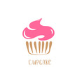 Hand drawn cupcake vector illustration. Icon symbol