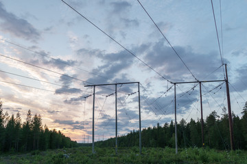 electric power line in the field