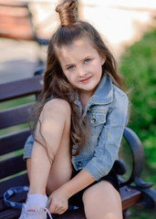 Sticker - portrait of little girl outdoors in summer