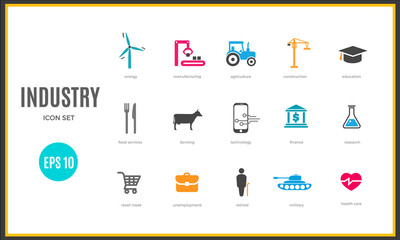 Vector industry infographic template. Color icon set for your illustration or presentation