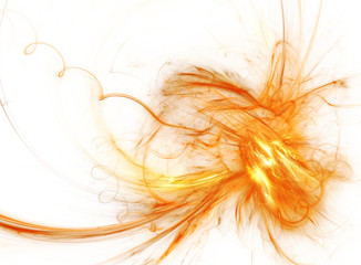 Poster - Jet. Orange chaotic fractal on white background