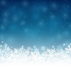 blue christmas background with snowflakes