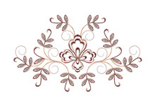 Pattern For embroidery yellow Brown Flower And Twisted Beads With Leaves On White Background