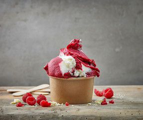 Canvas Print - Raspberry and white chocolate ice cream