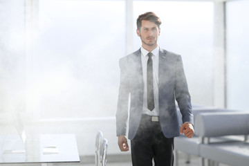 businessman in a smoky office.alarm