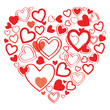 A lot of hearts in heart shape - Stock Image