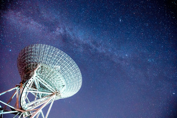 Sticker - Radio telescopes and the Milky Way at night