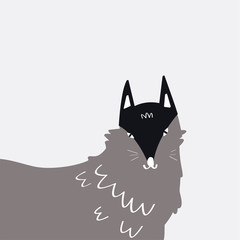 Sticker - gray cartoon wolf vector design