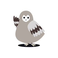 Poster - Cute gray wild owl cartoon illustration