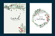 Holidays card template with leaf and red berry
