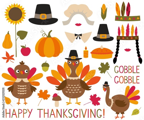 Thanksgiving And Fall Decoration Set Turkeys Pumpkins Pilgrim