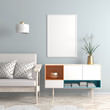 © Salih - Mock up poster frame in Scandinavian style hipster interior. 3D illustration.