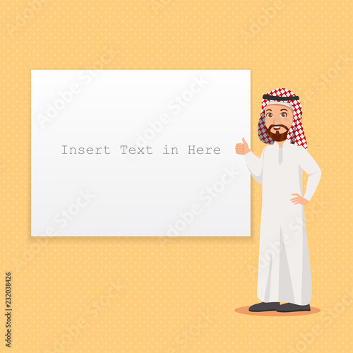Arabian Man Wearing Traditional Arabic Cloth Gesturing Thumb
