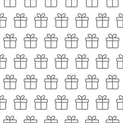 Wall Mural - Minimal vector seamless pattern with line gift boxes