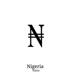 Wall Mural - Black  Naira currency symbol isolated on white background