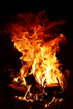 Fototapeta Miasto - Long tongues of flame of burning fire