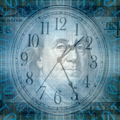 Wall Mural - conceptual background image of binary code with time and money concept
