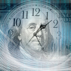 Wall Mural - conceptual background image of binary code with time and money concept