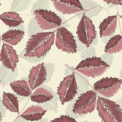  Gentle botanical composition. Seamless vector pattern background 04