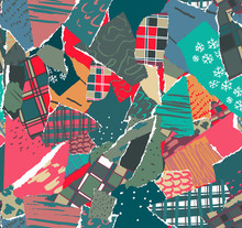 Vector Seamless Pattern With Colorful Abstract Collage Texture