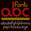 Set of vector lower case rounded alphabet letters isolated created with abstract curvy lines.