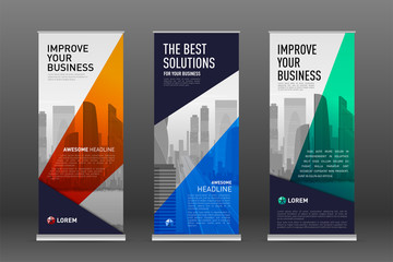 Wall Mural - Construction roll up banner design templates set