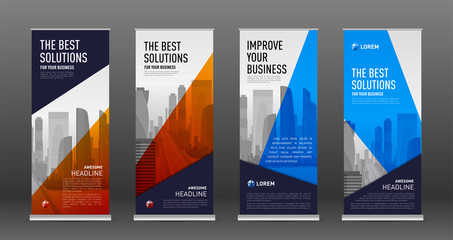 Wall Mural - Construction roll up banner design templates set