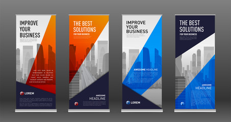 Wall Mural - Construction roll up banner design templates set