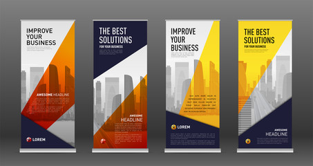 Wall Mural - Construction roll up banner design templates set