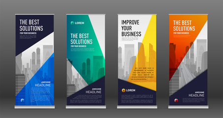 Wall Mural - Construction roll up banner design templates set