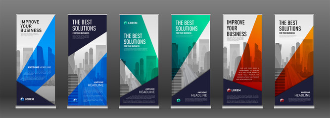 Wall Mural - Construction roll up banner design templates set
