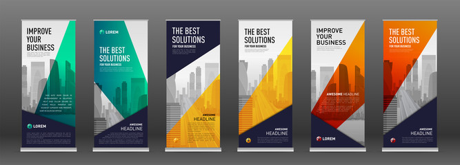 Wall Mural - Construction roll up banner design templates set
