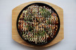 Japanese food okonomiyaki , Japanese pizza on wood plate