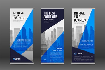 Wall Mural - Construction roll up banner design templates set