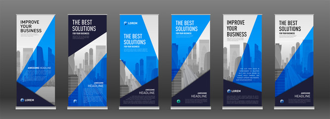 Wall Mural - Construction roll up banner design templates set