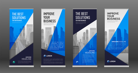 Wall Mural - Construction roll up banner design templates set