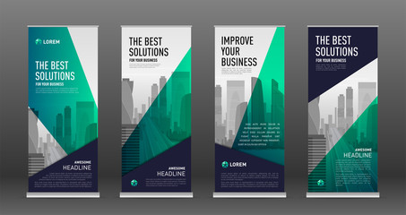 Wall Mural - Construction roll up banner design templates set