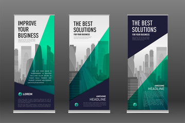 Wall Mural - Construction roll up banner design templates set