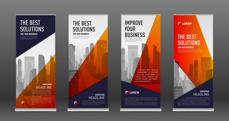 Wall Mural - Construction roll up banner design templates set