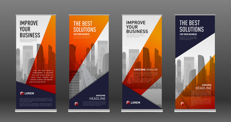 Wall Mural - Construction roll up banner design templates set
