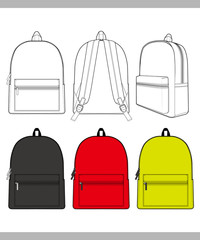 Wall Mural - Backpack vector illustration flat sketches template