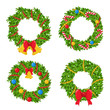 © Vikivector - Christmas green wreath holiday decoration and garland