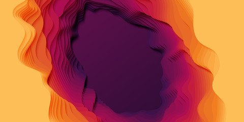 Wall Mural - vector 3d abstract background with paper cut shapes. colorful carving art. paper craft landscape wit