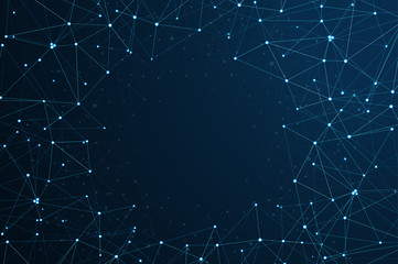 Abstract polygonal space. Background with connecting dots and lines. The concept illustration