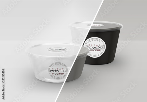 Download Two Clear Round Containers Mockup Stock Template Adobe Stock