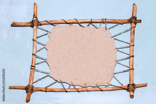 Drawing On The Stand Of Leather Stretched On A Wooden Frame By A
