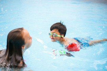 Family vacation in the pool