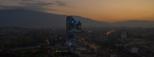 Poster - Sofia Aerial view of Sofia city at night