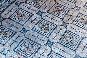 Wall Mural - Beautiful Ancient Mosaic in Roman ruins of Volubilis, Unesco, Meknes, Morocco